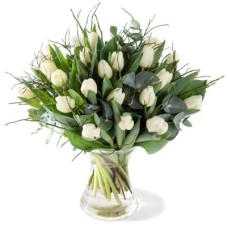 Bouquet "White tulips" (20 Tulips + greens)