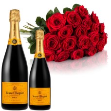 Red Roses & Champagne, Veuve Clicquot (12 roses)