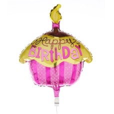 Balloon Happy Birthday Cupcake Pink