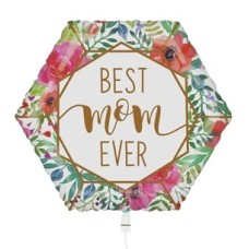 Balloon Hexagon Best Mom Ever Flowers Multi
