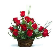 Basket of 12 Roses - You choose the color