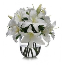White Lilies in Glass Vase