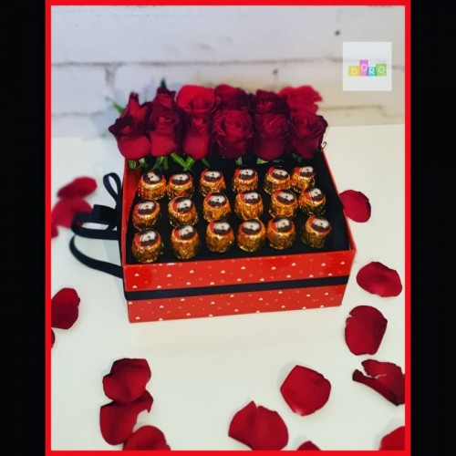 Flower box with luxury chocolates