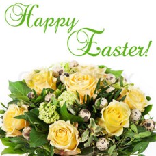 Easter flowers bouquet with eggs decoration