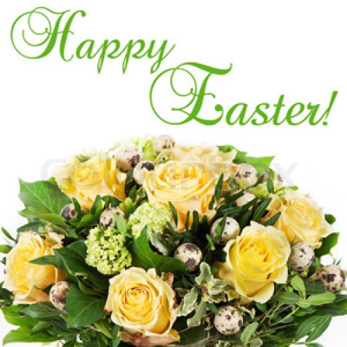 Easter flowers bouquet with eggs decoration