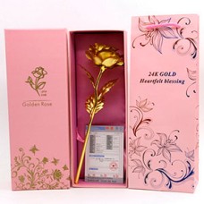 24k Gold Foil Gold Rose Flower Valentine's Day Gift Gold Flower+Box