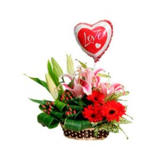 Pink Lily & Red Gerbera