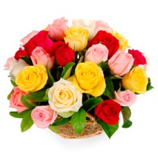 Round Mix Roses Basket