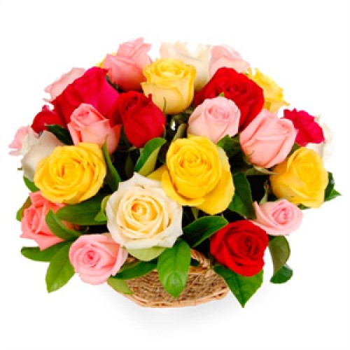 Round Mix Roses Basket