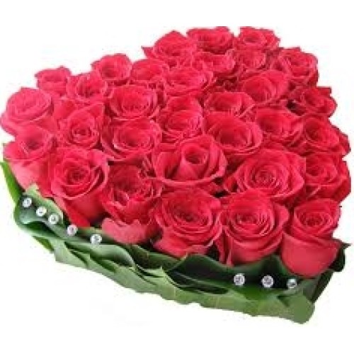 Heart of pink roses