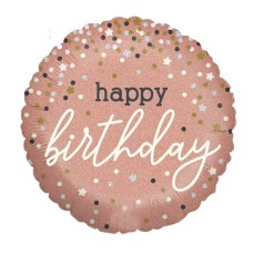 Balloon pink confetti 'Happy Birthday'