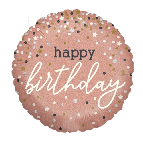 Balloon pink confetti 'Happy Birthday'