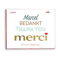 Thanks Assorted | Thank you with your own Text and Name | 250gr