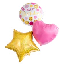 Bunch of balloons | gold pink | 'Happy Birthday'