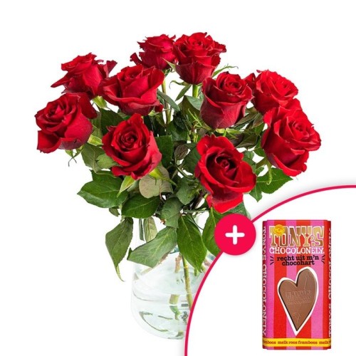 Bouquet lovingly + Chocolate heart Tony's 180g