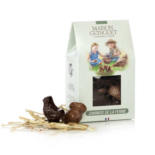 Box of Easter chocolates Farm Animals With Praline Filling (120g tin)