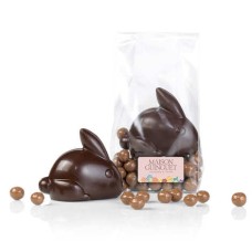 Milk chocolate bunny and its milk chocolate caramel cereal pearls (Sachet de 100g)