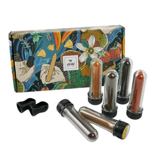 Gift pack 6 pencils + display - Organic candied lemon, Organic fig & cinnamon, Organic chili & garlic, Organic saffron, Porcini