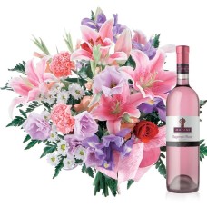 Name-day flowers with pink wine (Big (premium))