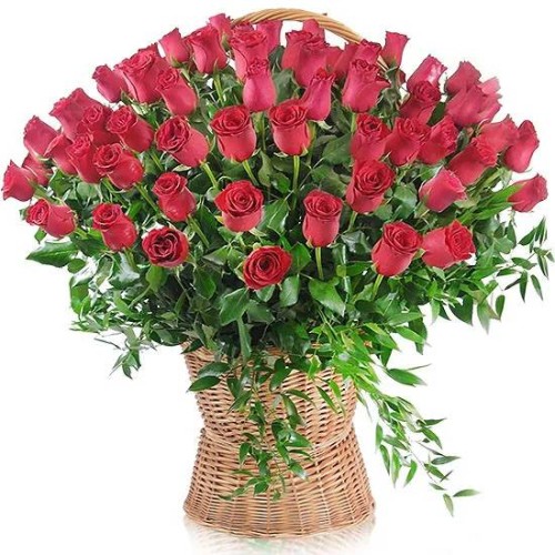 100 roses in a basket (Small)