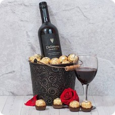 Elegant wine cooler with red wine