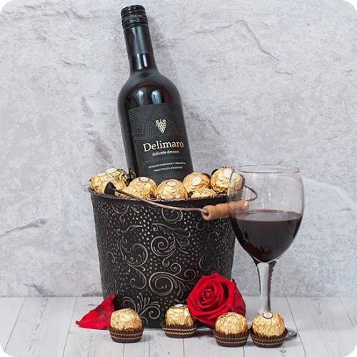 Elegant wine cooler with red wine