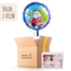 Snowman with a blanket and a balloon for a girl