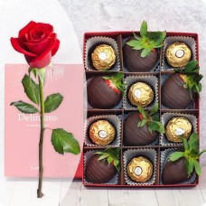 Dark and Gold with Red Rose
