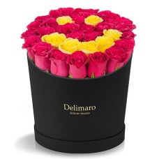 Red roses in a black box