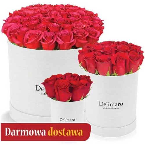 Red roses in a white box (Small)