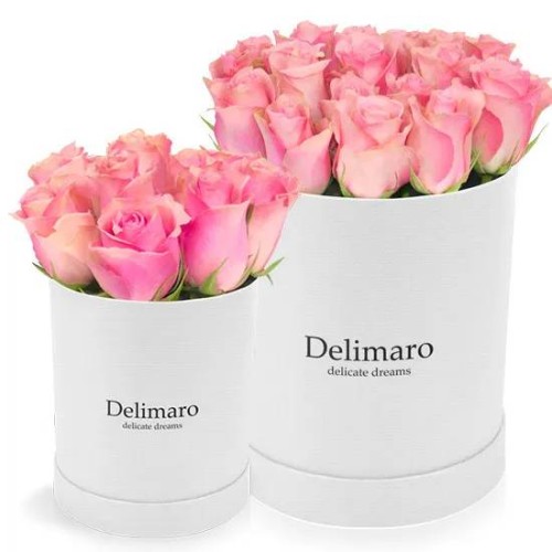 Pink roses in a white box (Small)