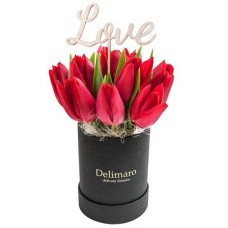 Red tulips in a black box (Small)