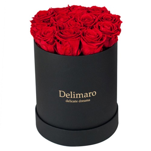 Eternal red roses in black gift box (Small)