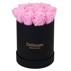 Eternal pink roses in black gift box (Small)