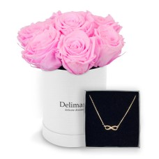 Eternal Pink Roses and Necklace ANIA KRUK