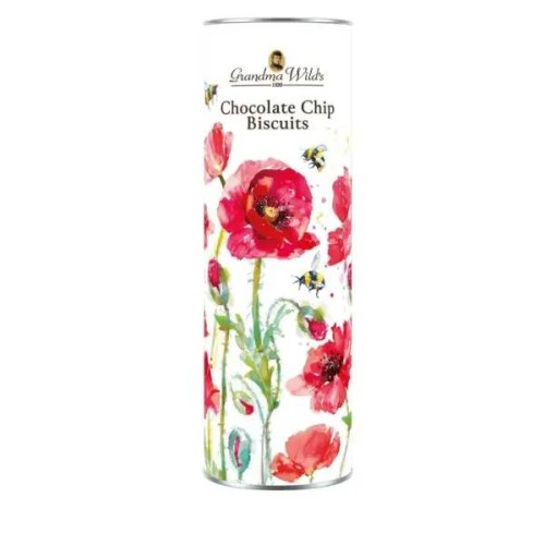 GRANDMA WILDS Poppies & Bee Tube  Chocolate Chip Biscuits 200g