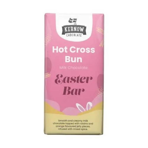 KERNOW Hot Cross Bun Milk Chocolate Easter Bar 100g (2 Quantity)