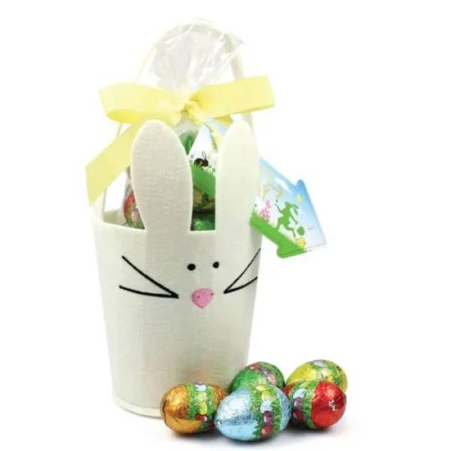RABBIT EGG HUNT BAG WITH MILK CHOCOLATE EGGS
