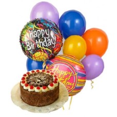 Birthday Cake with Balloons
