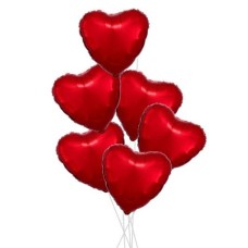 Red Hearts Party Bouquets (2x Bunch of 6 Balloons (12 Balloons))