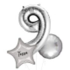 Silver Party Bouquets (2x Bunch of 6 Balloons (12 Balloons))