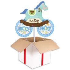 Large Baby Blue Rocking Horse Balloon (3 Balloons Gift Boxed)