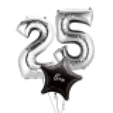Large Silver Shape Balloon No 1 (3 Balloons Gift Boxed)