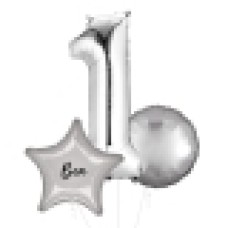 Large Silver Shape Balloon No 2 (3 Balloons Gift Boxed)