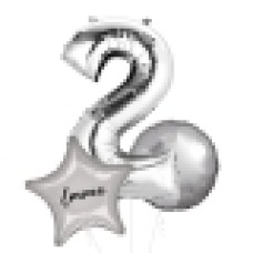 Large Silver Shape Balloon No 3 (3 Balloons Gift Boxed)