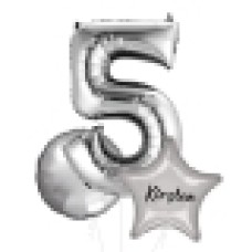 Large Silver Shape Balloon No 6 (3 Balloons Gift Boxed)