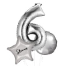 Large Silver Shape Balloon No 7 (3 Balloons Gift Boxed)