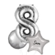 Large Silver Shape Balloon No 9 (3 Balloons Gift Boxed)
