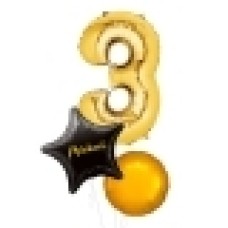 Large Gold Shape Balloon No 4 (3 Balloons Gift Boxed)