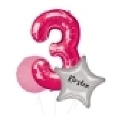 Large Pink Shape Balloon No 4 (3 Balloons Gift Boxed)